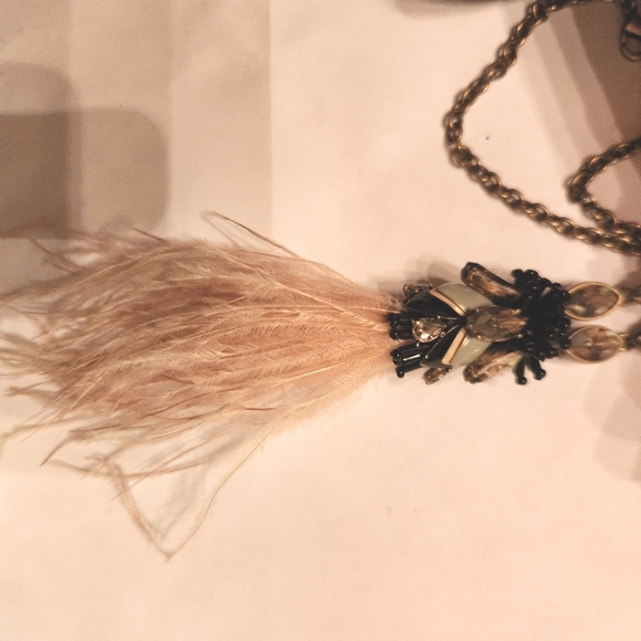 Feather tassel rhinestone stella and dot retired fadhion necklace - Picture 4 of 4